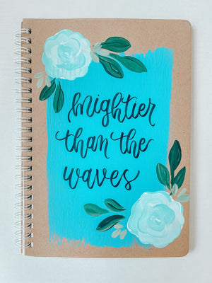 Mightier than the waves, Hand-Painted Spiral Bound Journal
