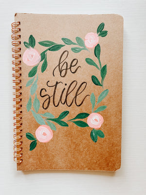 Be still, Hand-Painted Spiral Bound Journal