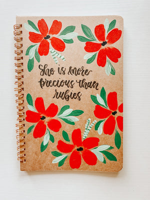 More precious than rubies, Hand-Painted Spiral Bound Journal
