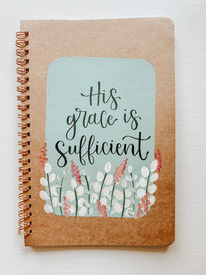 Sufficient grace, Hand-Painted Spiral Bound Journal