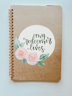 My redeemer lives, Hand-Painted Spiral Bound Journal