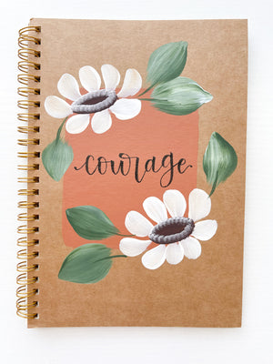 Courage, Hand-Painted Spiral Bound Journal