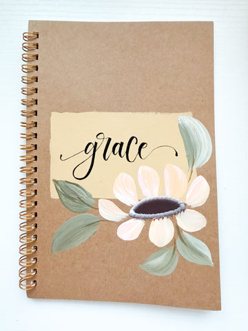 Grace, Hand-Painted Spiral Bound Journal