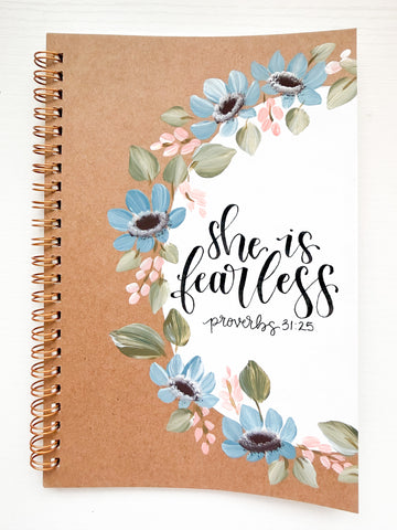 She is fearless, Hand-Painted Spiral Bound Journal