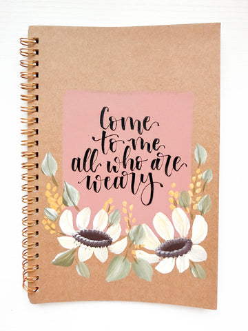 Come to me all who are weary, Hand-Painted Spiral Bound Journal
