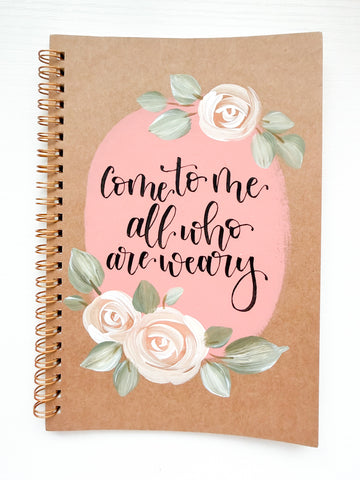 Come to me all who are weary, Hand-Painted Spiral Bound Journal