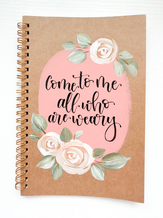 Come to me all who are weary, Hand-Painted Spiral Bound Journal