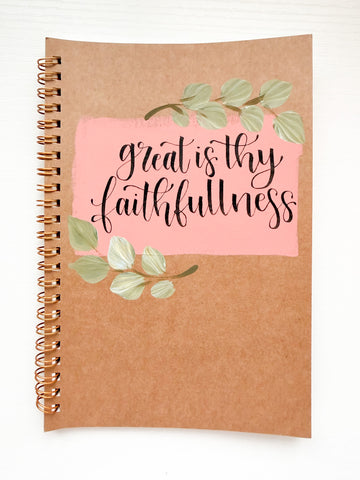 Great is thy faithfulness, Hand-Painted Spiral Bound Journal