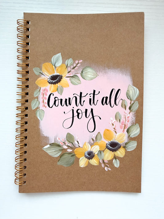 Count it all joy, Hand-Painted Spiral Bound Journal