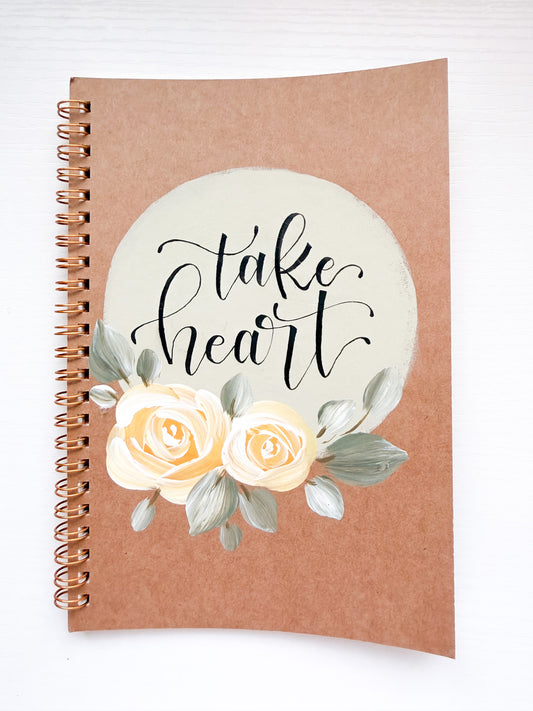 Take heart, Hand-Painted Spiral Bound Journal