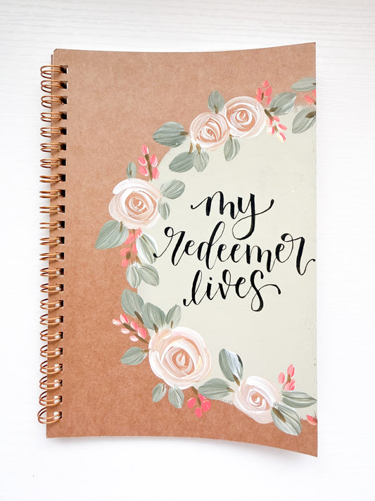 My redeemer lives, Hand-Painted Spiral Bound Journal