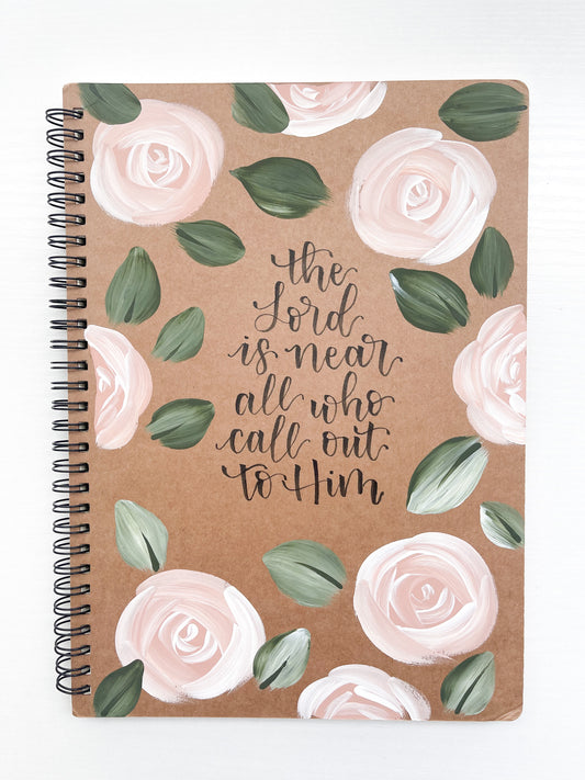 The Lord is near all who call out to Him, Large Hand-Painted Spiral Bound Journal