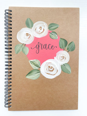 Grace, Large Hand-Painted Spiral Bound Journal