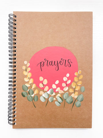 Prayers, Large Hand-Painted Spiral Bound Journal