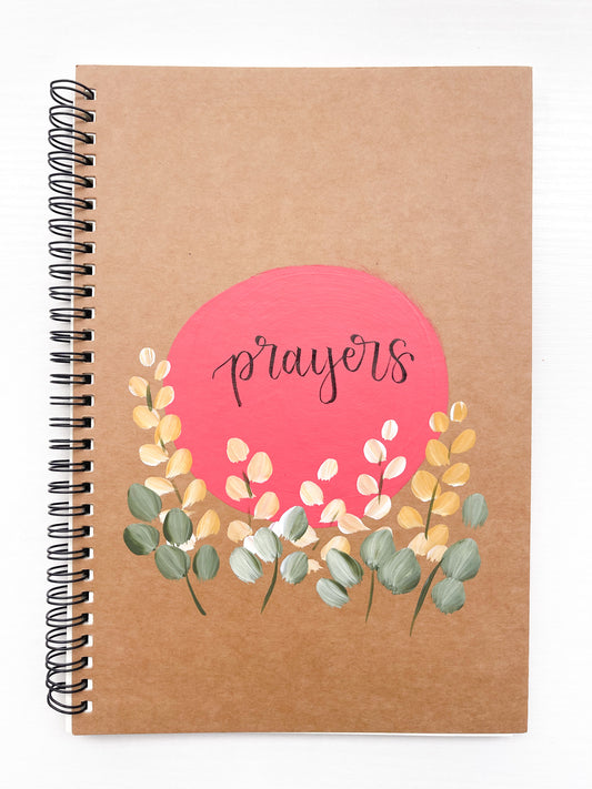 Prayers, Large Hand-Painted Spiral Bound Journal