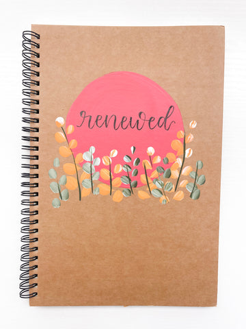 Renewed, Large Hand-Painted Spiral Bound Journal