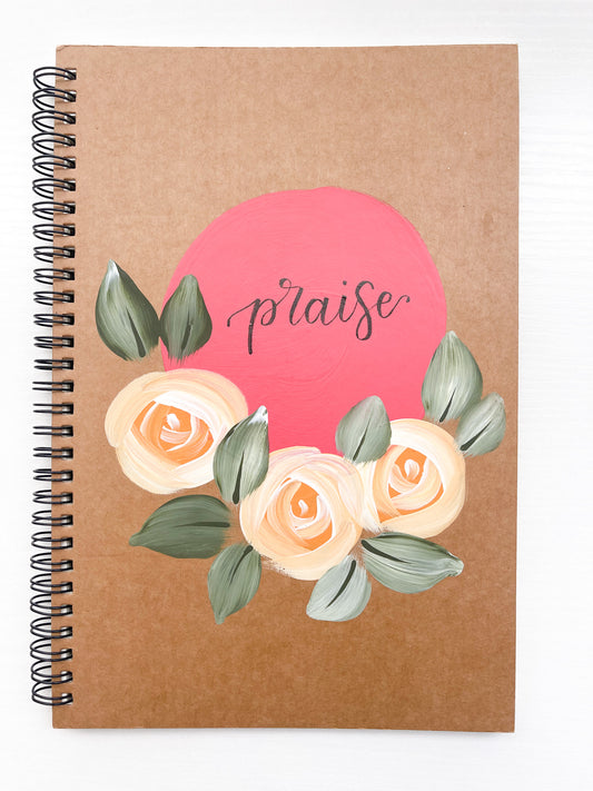 Praise, Large Hand-Painted Spiral Bound Journal