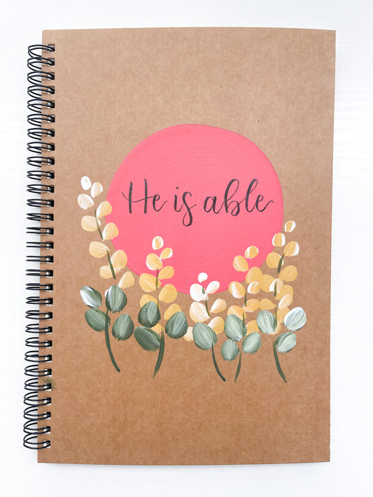 He is able, Large Hand-Painted Spiral Bound Journal