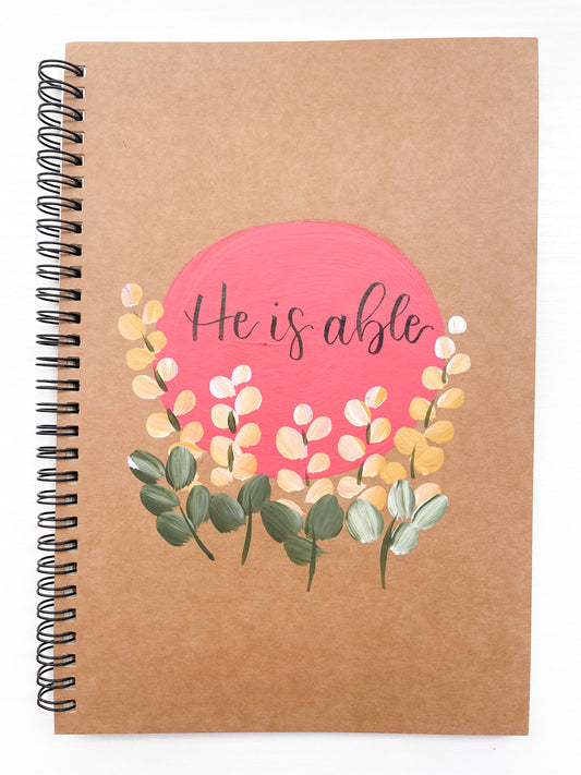 He is able, Large Hand-Painted Spiral Bound Journal