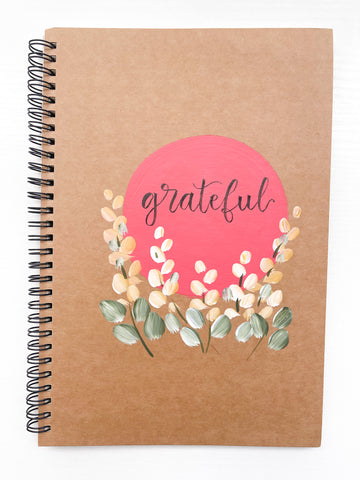 Grateful, Large Hand-Painted Spiral Bound Journal