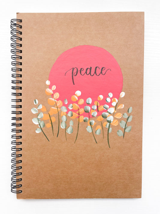 Peace, Large Hand-Painted Spiral Bound Journal