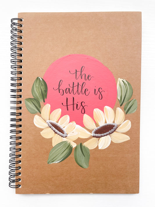 The battle is His, Large Hand-Painted Spiral Bound Journal