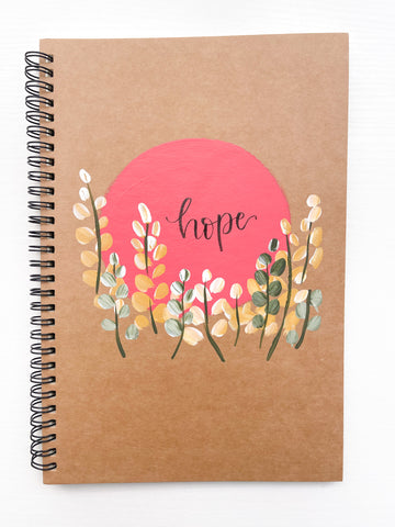 Hope, Large Hand-Painted Spiral Bound Journal