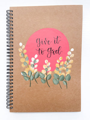 Give it to God, Large Hand-Painted Spiral Bound Journal