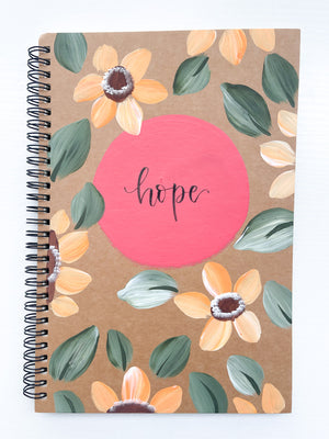 Hope, Large Hand-Painted Spiral Bound Journal