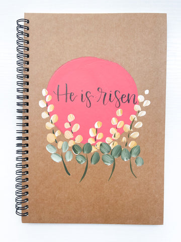 He is risen, Large Hand-Painted Spiral Bound Journal