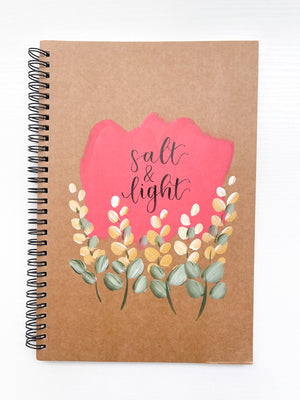 Salt and light, Large Hand-Painted Spiral Bound Journal