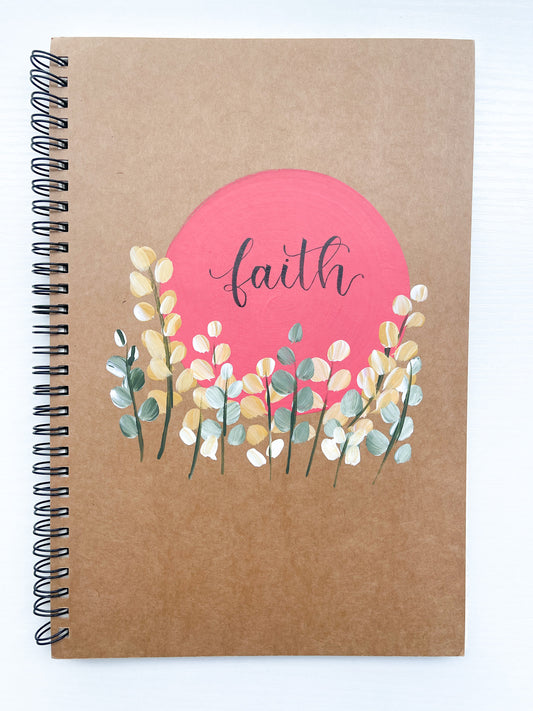 Faith, Large Hand-Painted Spiral Bound Journal