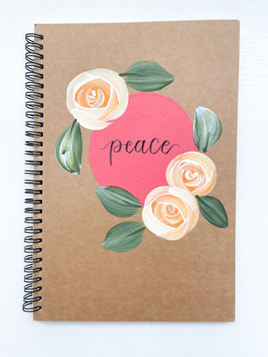 Peace, Large Hand-Painted Spiral Bound Journal