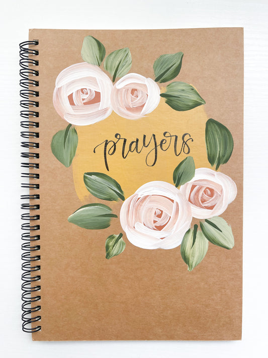 Prayers, Large Hand-Painted Spiral Bound Journal