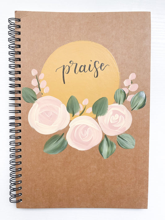 Praise, Large Hand-Painted Spiral Bound Journal