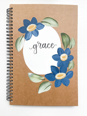 Grace, Large Hand-Painted Spiral Bound Journal