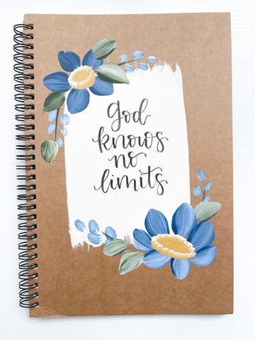 God knows no limits, Large Hand-Painted Spiral Bound Journal