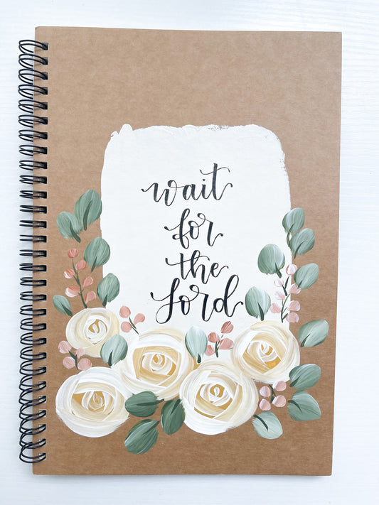 Wait for the Lord, Large Hand-Painted Spiral Bound Journal