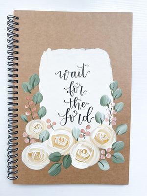 Wait for the Lord, Large Hand-Painted Spiral Bound Journal