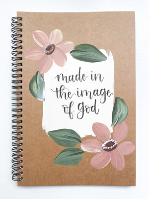 Made in the image of God, Large Hand-Painted Spiral Bound Journal