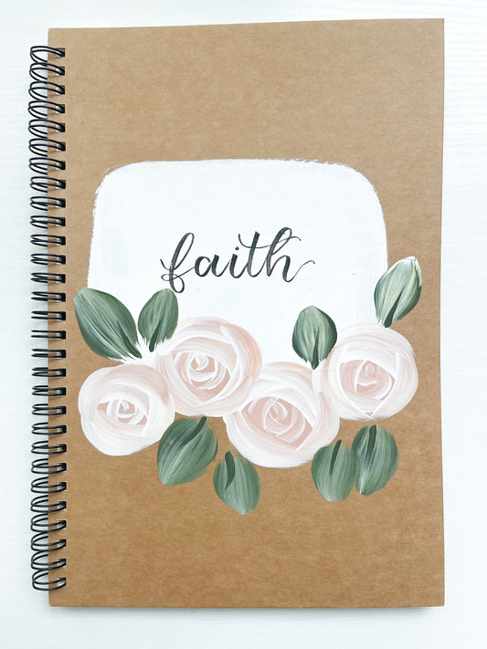 Faith, Large Hand-Painted Spiral Bound Journal