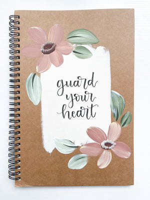 Guard your heart, Large Hand-Painted Spiral Bound Journal
