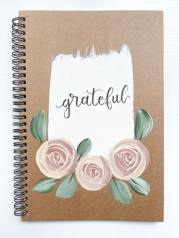 Grateful, Large Hand-Painted Spiral Bound Journal