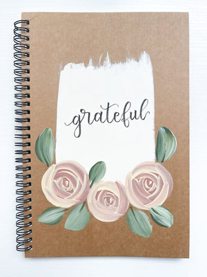 Grateful, Large Hand-Painted Spiral Bound Journal