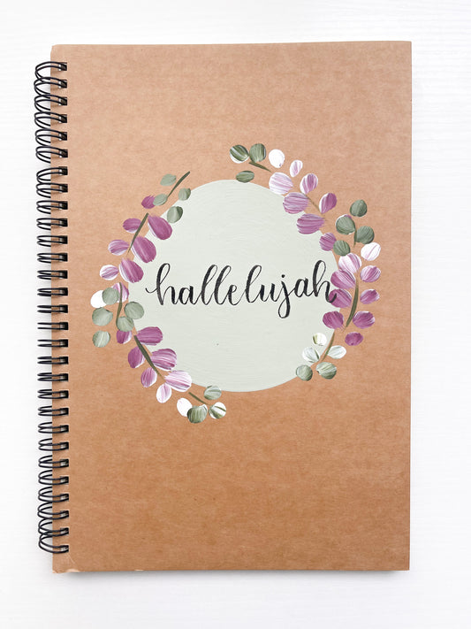 Hallelujah, Large Hand-Painted Spiral Bound Journal