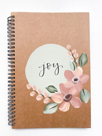 Joy, Large Hand-Painted Spiral Bound Journal