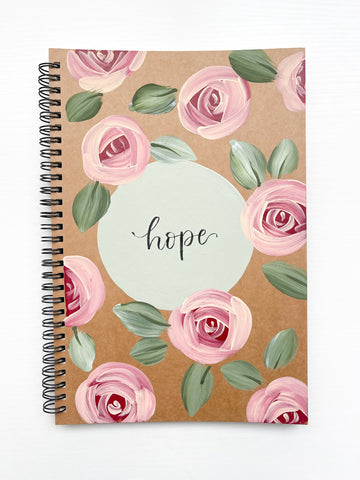 Hope, Large Hand-Painted Spiral Bound Journal