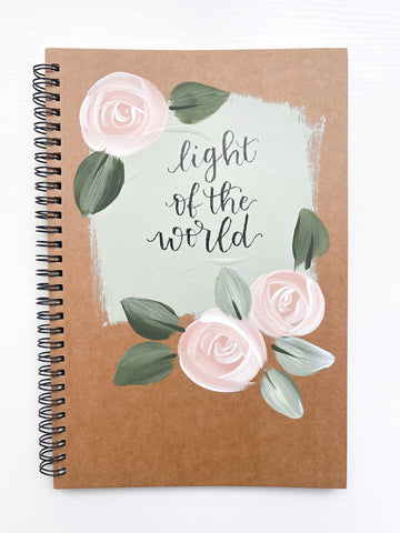 Light of the world, Large Hand-Painted Spiral Bound Journal