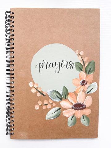 Prayers, Large Hand-Painted Spiral Bound Journal