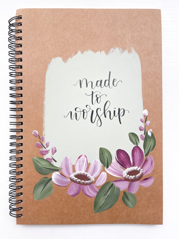 Made to worship, Large Hand-Painted Spiral Bound Journal